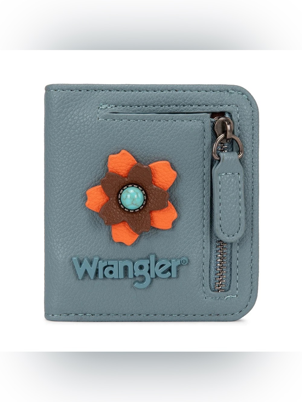 Wrangler 3D Floral Turquoise RFID Bifold Wallet Jean